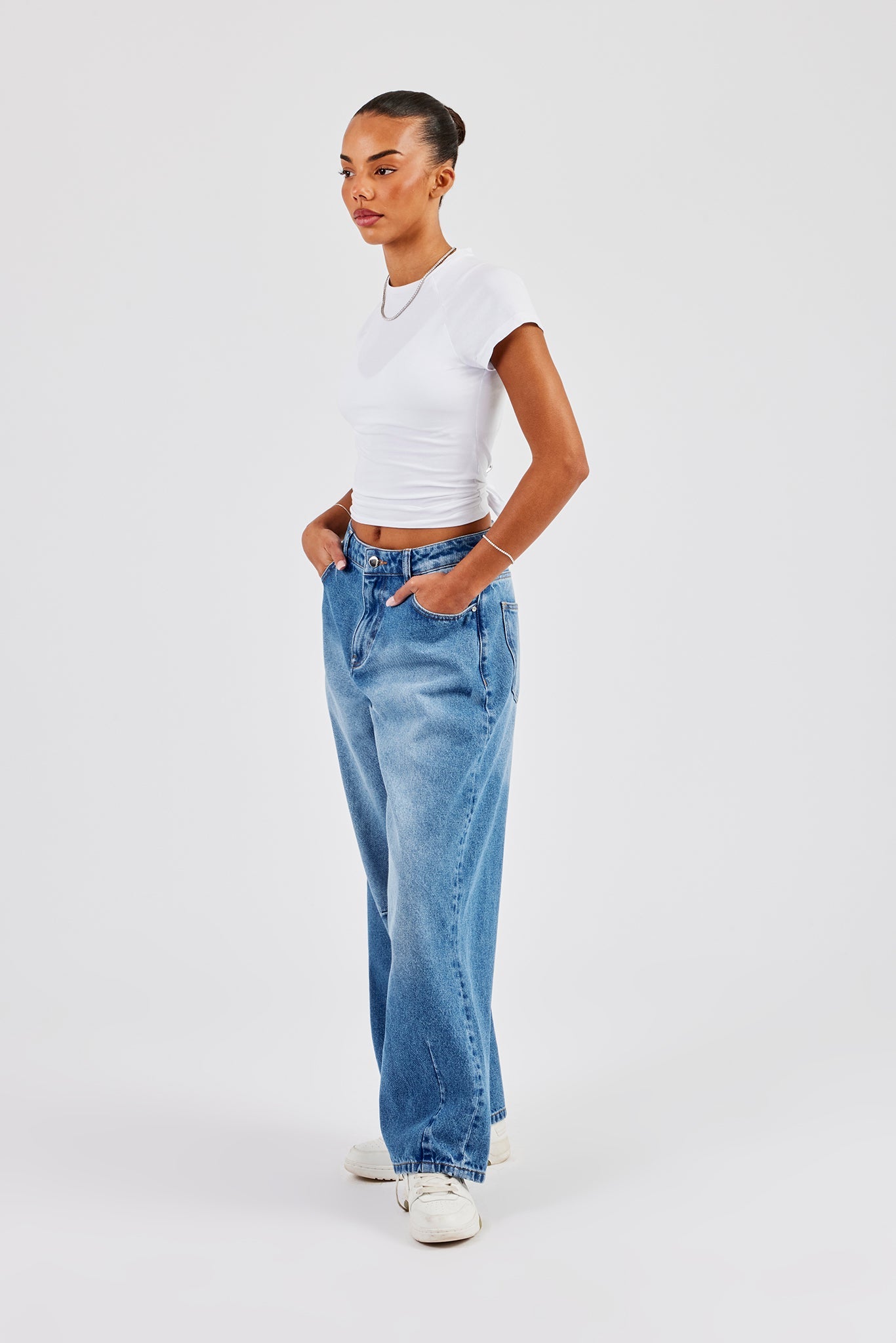 Baggy Balloon Fit Jeans - Mid Blue