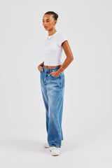 Baggy Balloon Fit Jeans - Mid Blue