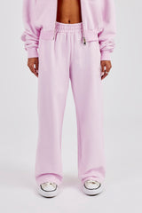 Embroidered Applique Wide Leg Jogger - Pink