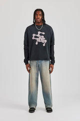 Washed Layered Long Sleeve T-Shirt - Black