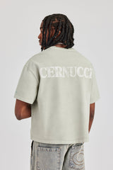 Cracked Back Print Boxy T-Shirt - Green