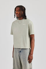 Cracked Back Print Boxy T-Shirt - Green