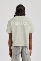 Cracked Back Print Boxy T-Shirt - Green