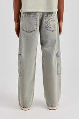 Baggy Fit Patch Pocket Jean - Antique Wash