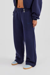 Logo Tab Wide Leg Jogger - Navy Blue