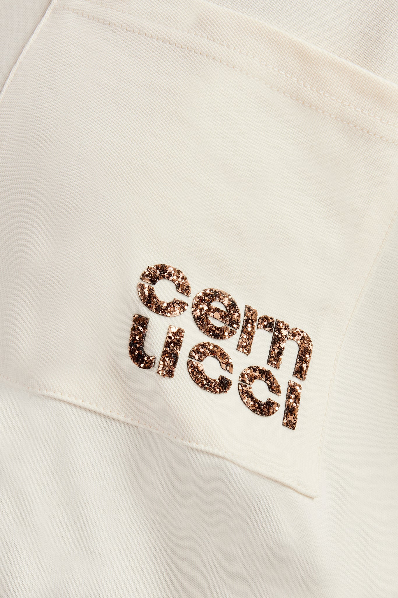 Mehrlagiges T-Shirt mit langen Ärmeln und Glitzerapplikation - Off White