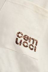 Mehrlagiges T-Shirt mit langen Ärmeln und Glitzerapplikation - Off White