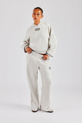 Glitter Applique Oversized Hoodie Tracksuit - Ash Grey