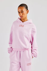 Boxy-Hoodie mit Glitzerapplikation - Pink