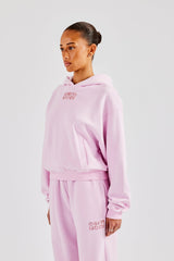 Boxy-Hoodie mit Glitzerapplikation - Pink