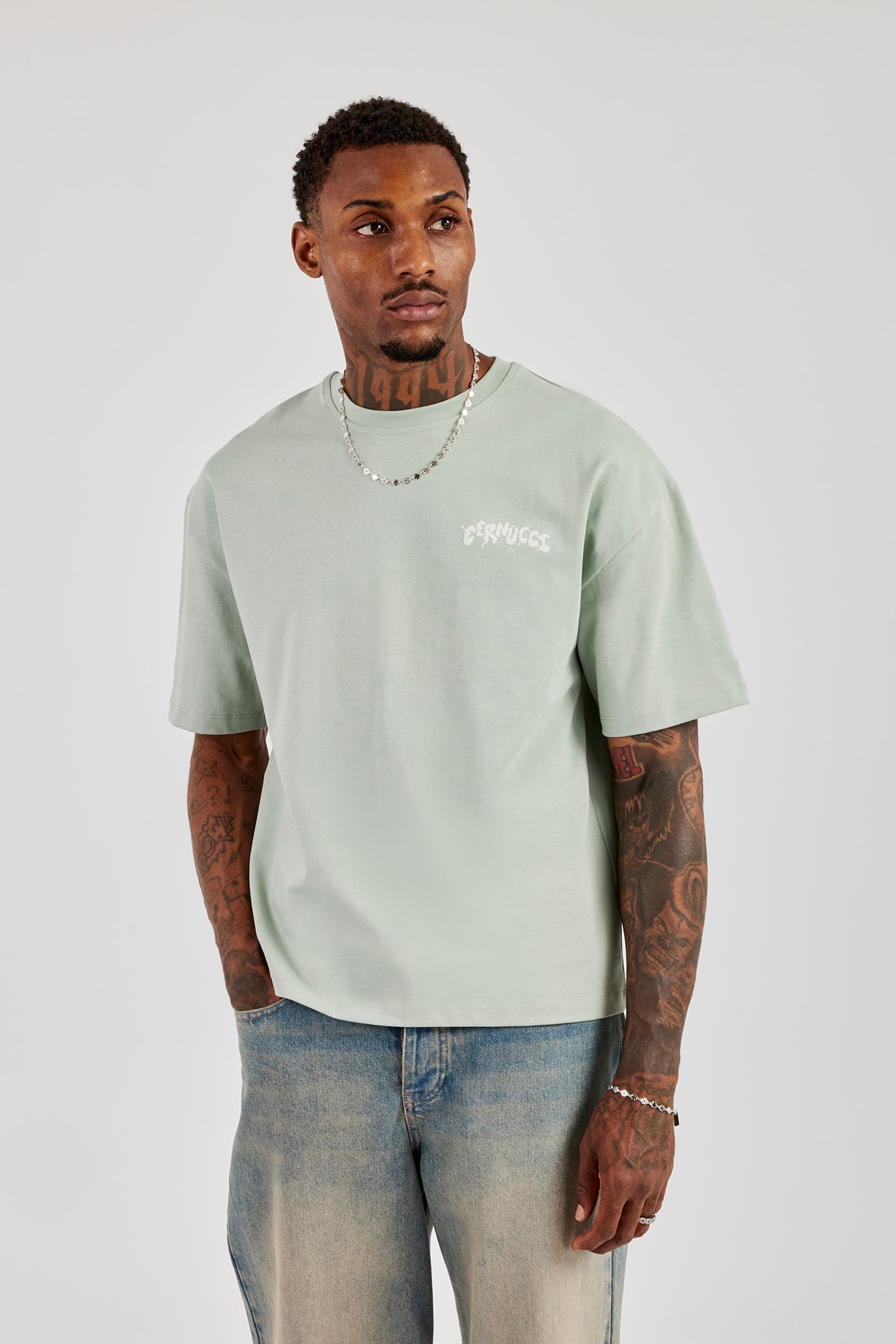 Regular Back Puff Print T-Shirt - Green