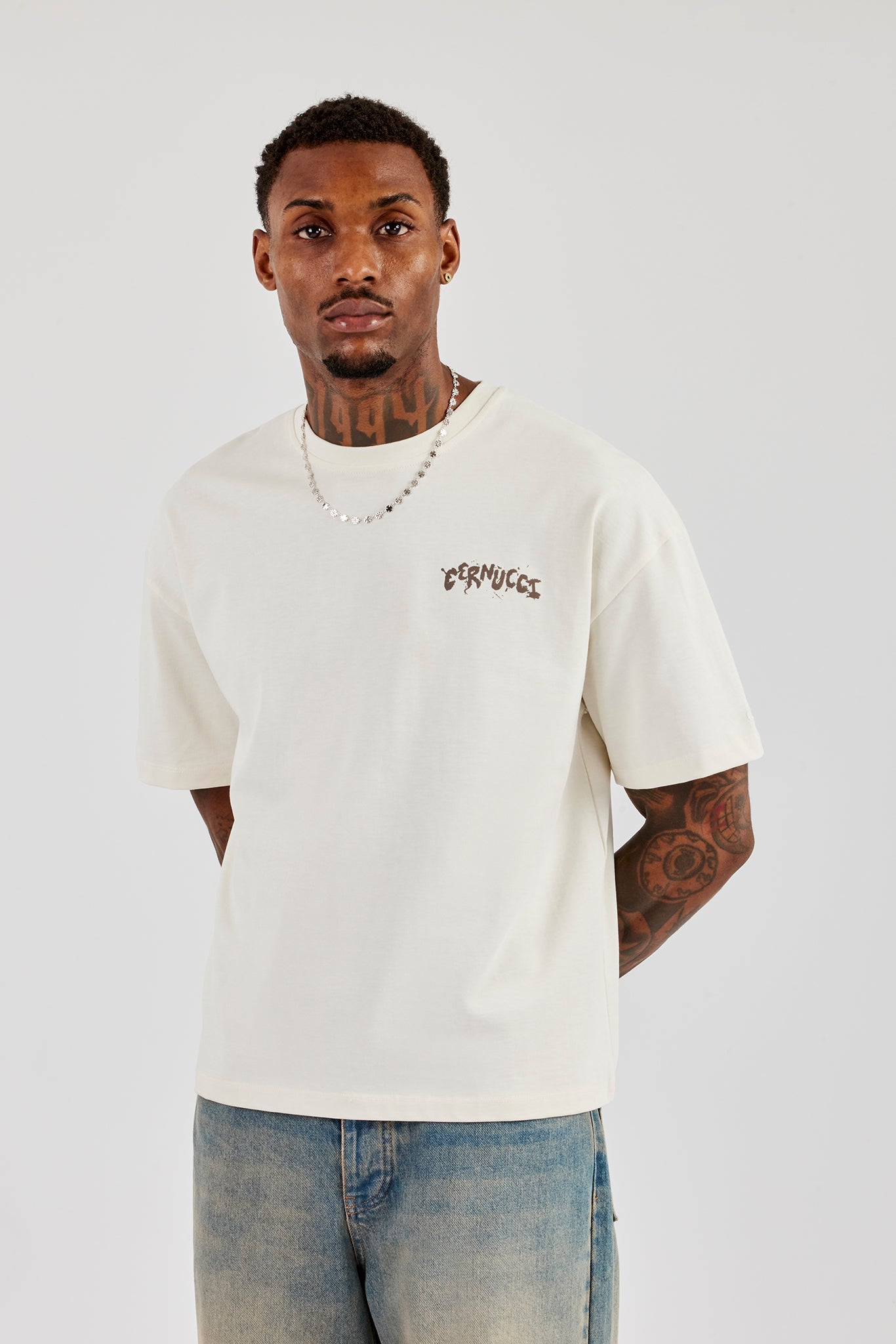 Regular Back Puff Print T-Shirt - Off White