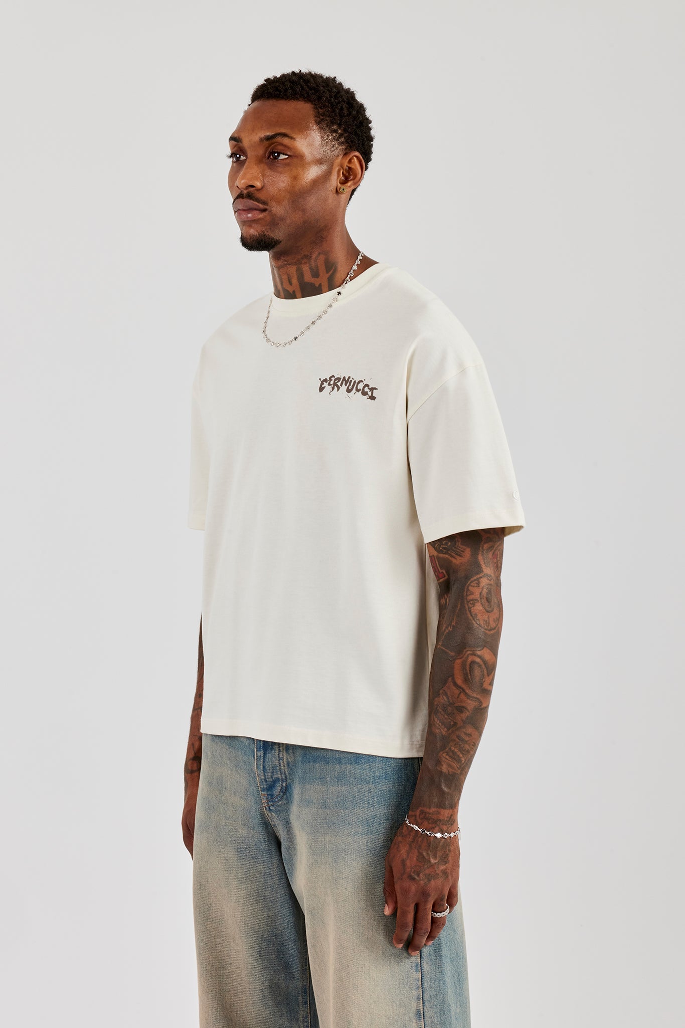 Regular Back Puff Print T-Shirt - Off White
