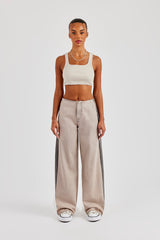 Panelled Baggy Jean - Washed Stone