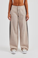 Panelled Baggy Jean - Washed Stone