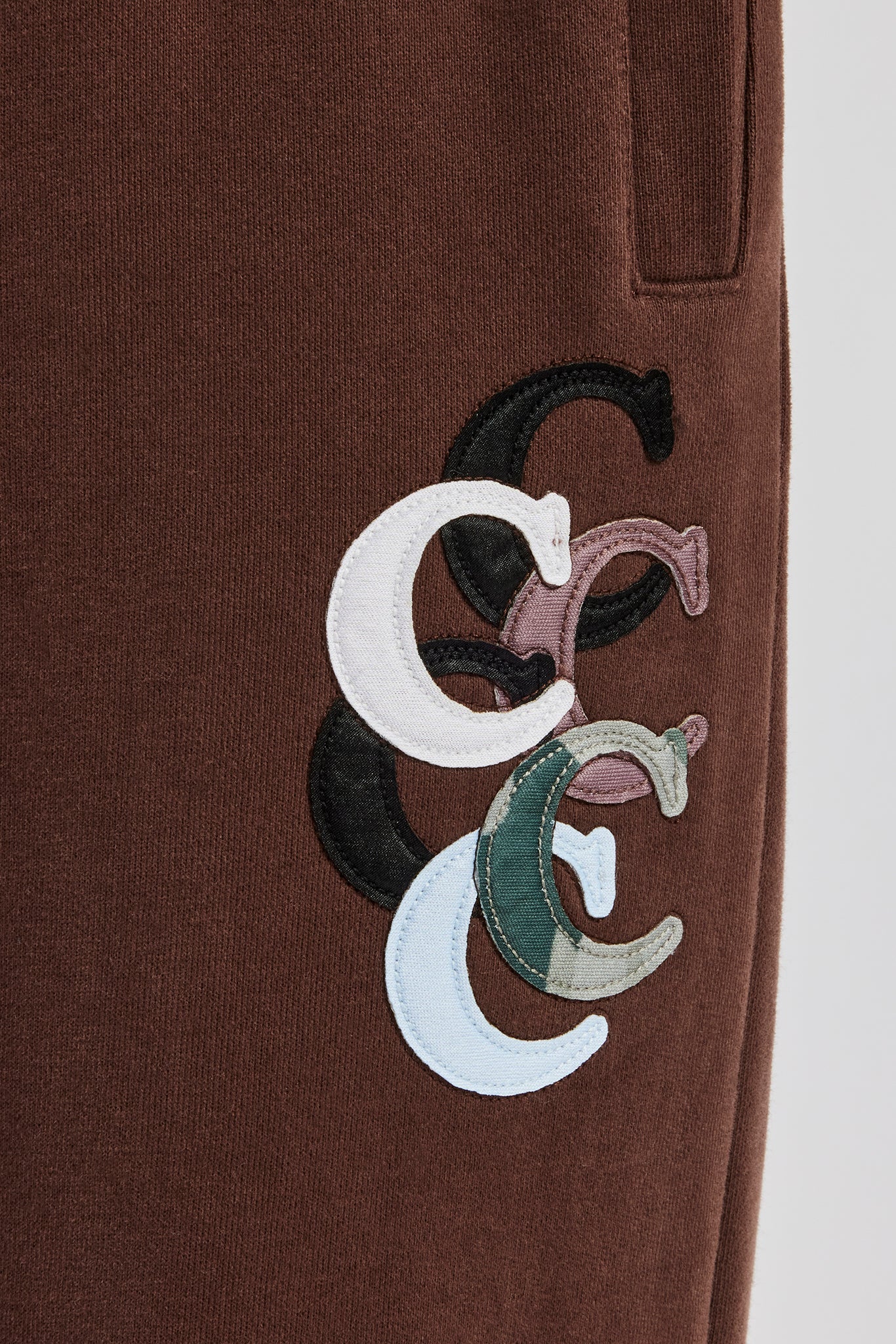Washed Layered Applique Tracksuit - Chocolate