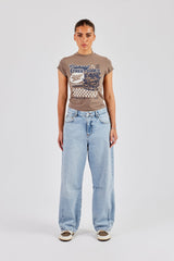 Diamond Diner Baby Tee - Taupe
