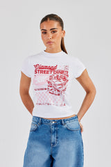 Diamond Diner Baby Tee - White