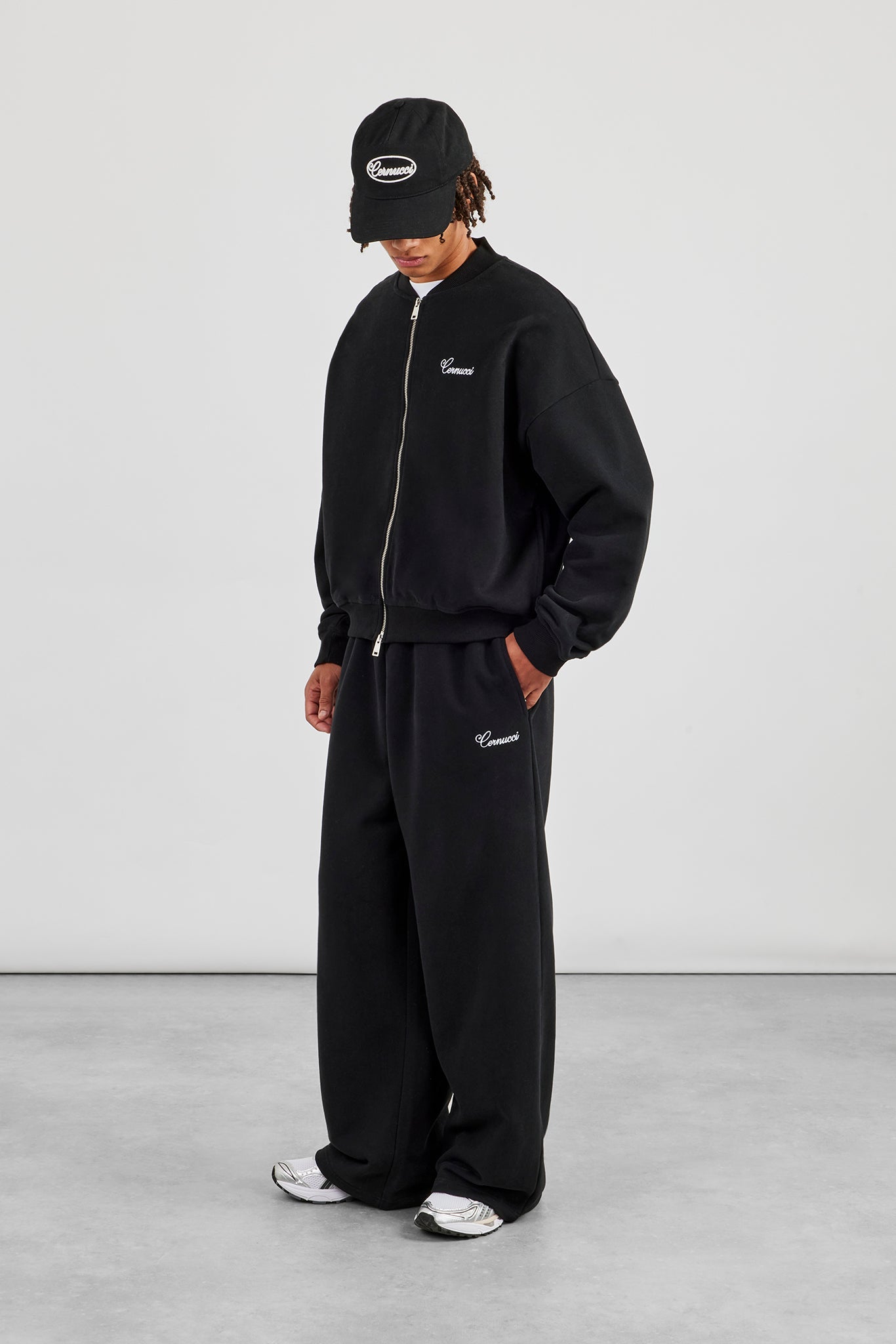 Jersey Embroidered Bomber & Jogger - Black