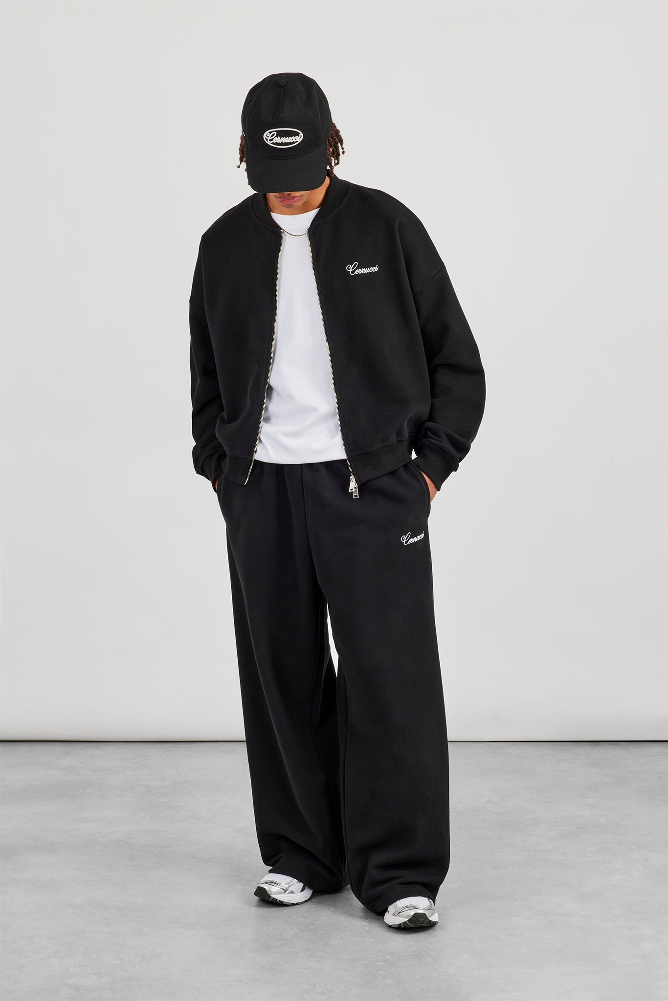 Jersey Embroidered Bomber & Jogger - Black