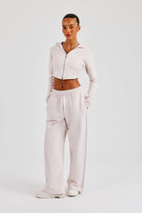 Fitted Reverse Loopback Hoodie & Wide Leg Jogger - Light Pink