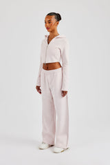 Fitted Reverse Loopback Hoodie & Wide Leg Jogger - Light Pink