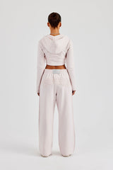 Fitted Reverse Loopback Hoodie & Wide Leg Jogger - Light Pink