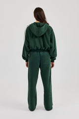 CCC Taping Boxy Zip Through Hoodie & Wide Leg Jogger - Forest Green