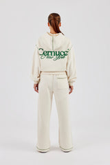 New York Contrast Stitch Wide Leg Jogger - Off White