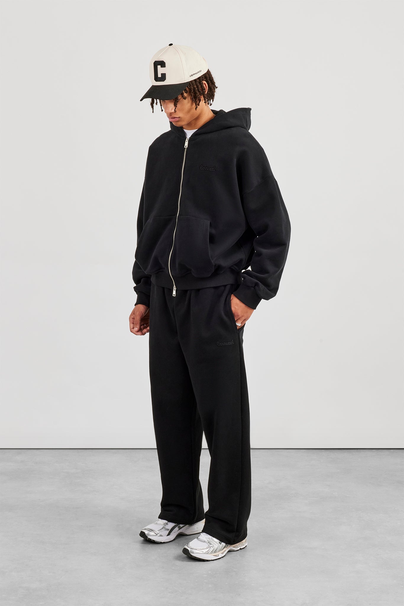 Zip Hoodie & Relaxed Jogger - Black