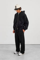Zip Hoodie & Relaxed Jogger - Black