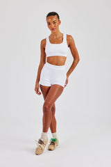 Racer Back Bralet & Jersey Boxer Short - White