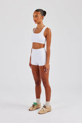 Racer Back Bralet & Jersey Boxer Short - White