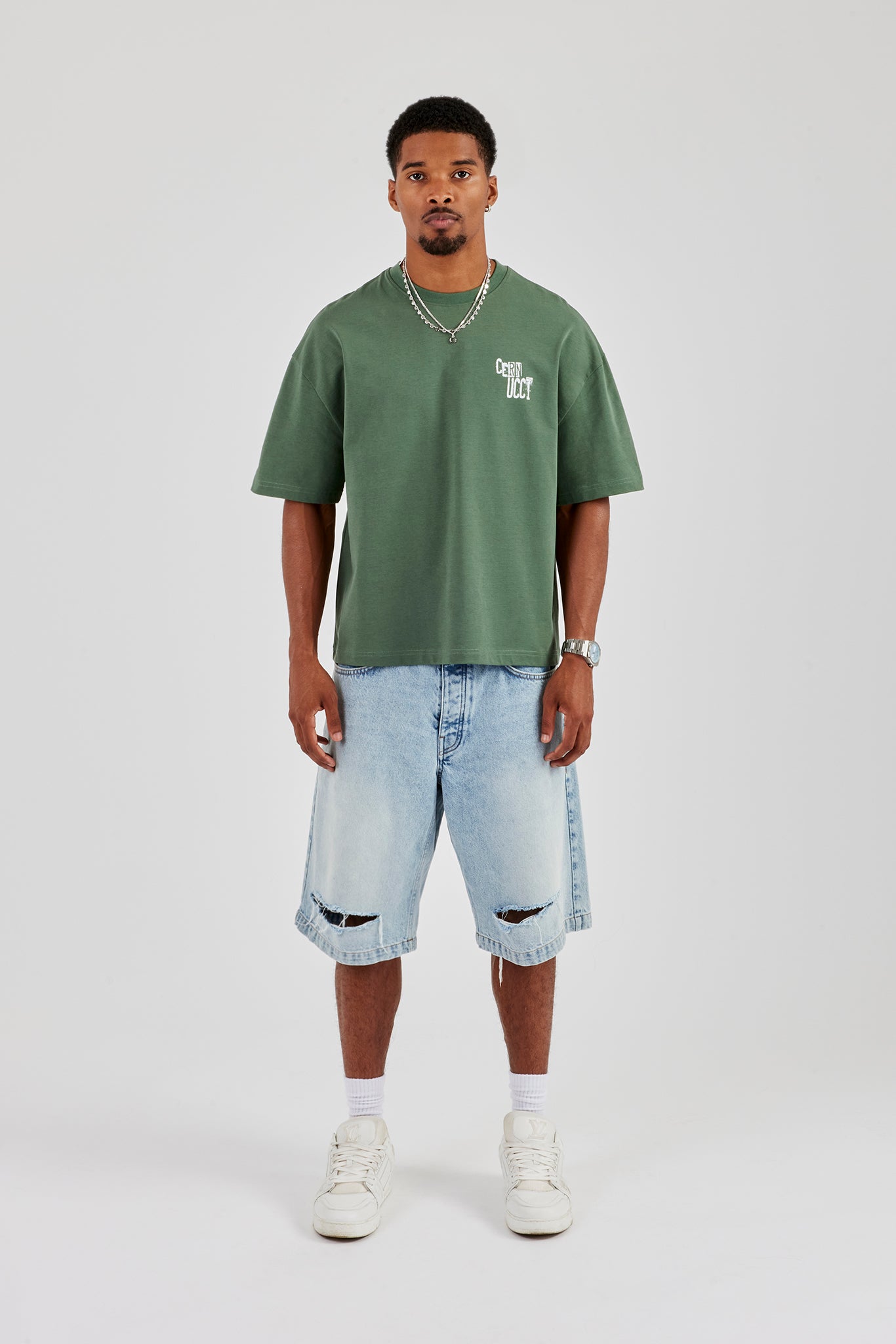 CCC Back Print Boxy T-Shirt - Forest Green