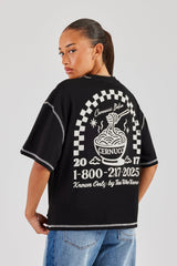 Cernucci Italia Contrast Stitch Oversized T-Shirt - Black