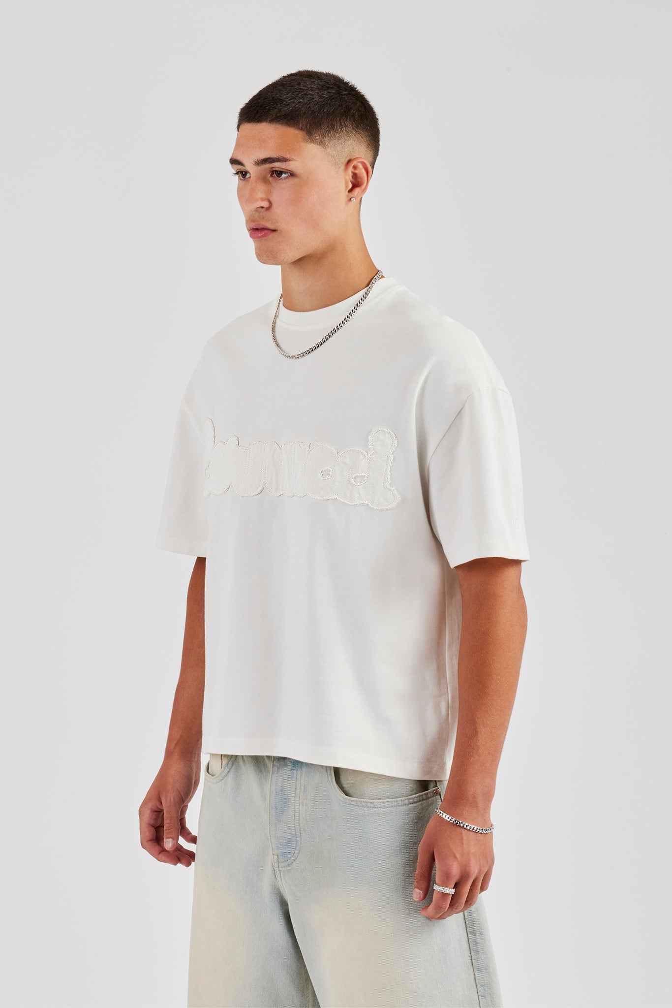 Boxy Applique Logo T-Shirt - White