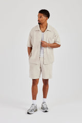 Terry Towelling Boxy Shirt - Beige