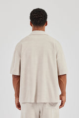 Terry Towelling Boxy Shirt - Beige