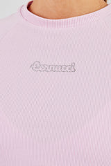 Capped Sleeve Rhinestone Top - Pink