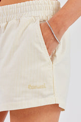 Stripe Button Shorts - Butter Yellow