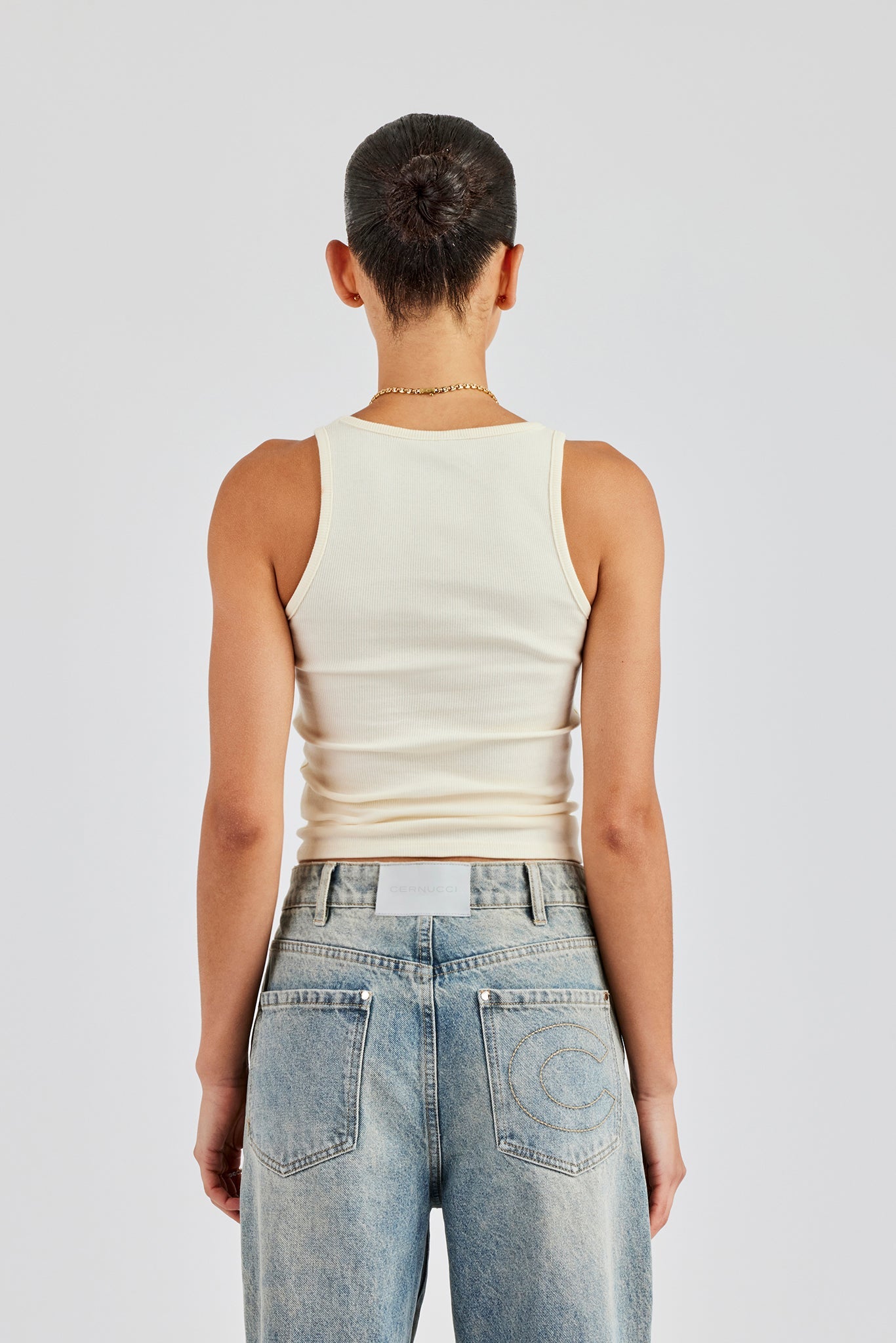 Rib Glitter Applique Vest Top - Butter Yellow