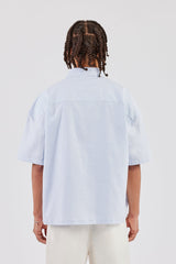 Boxy Stripe Short Sleeve Shirt - Blue