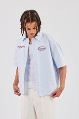 Boxy Stripe Short Sleeve Shirt - Blue