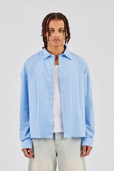 Long Sleeve Boxy Stripe Shirt - Blue