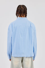 Long Sleeve Boxy Stripe Shirt - Blue