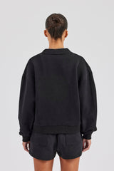 Jersey Boxy Cardigan - Black