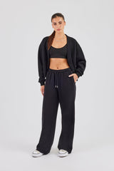 Jersey Boxy Cardigan - Black
