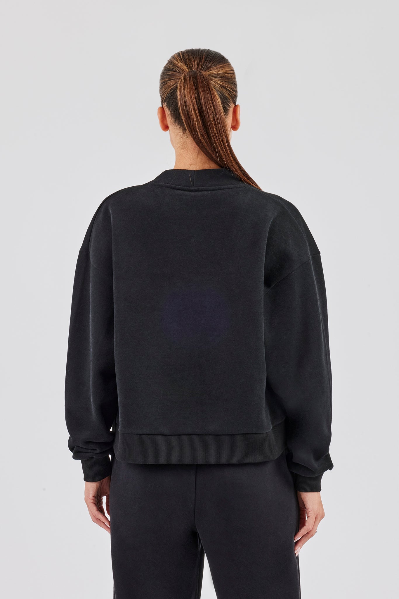 Jersey Boxy Cardigan & Wide Leg Jogger - Black