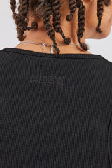 Waffle Vest Top - Black