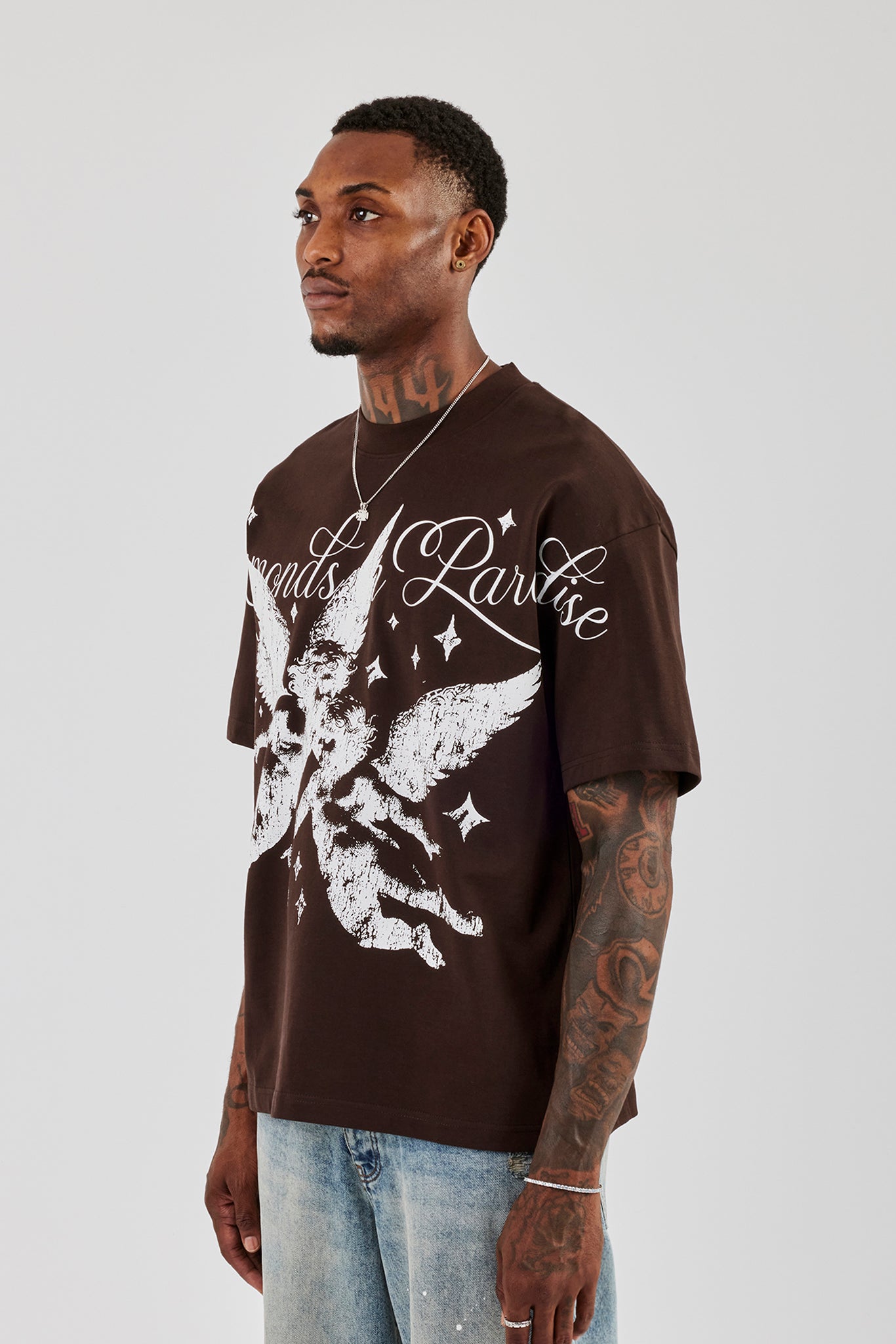 Diamonds In Paradise Oversized T-Shirt - Chocolate